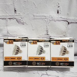 Array Lighting MR16 LED Bi-Pin 6.5 Watt Light Bulb Set Of 3 Dimmable GU 5.3 12V